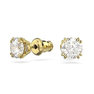 SWAROVSKI Constella Stud Earrings, Round Cut, Clear Crystals, Gold-tone Finish, Part of the Constella Collection