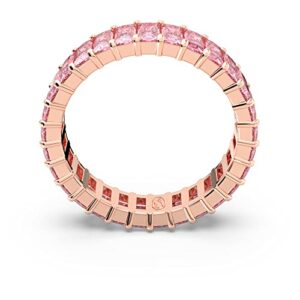 SWAROVSKI Matrix ring, Baguette cut, Pink, Rose gold-tone Finish