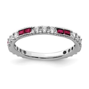 icecarats 925 sterling silver created red ruby round cubic zirconia cz ring july birthstone jewelry size 8