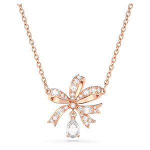 swarovski hyperbola pendant necklace, bow-inspired pendant with clear crystals on a rose-gold tone finished chain, part of the hyperbola collection