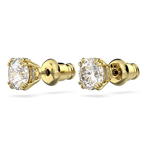 SWAROVSKI Constella Stud Earrings, Round Cut, Clear Crystals, Gold-tone Finish, Part of the Constella Collection