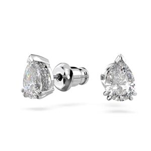 Swarovski Stilla Stud Earrings, Pear Cut, Clear Crystals, Rhodium Finish