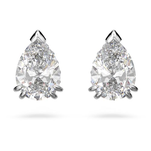 Swarovski Stilla Stud Earrings, Pear Cut, Clear Crystals, Rhodium Finish