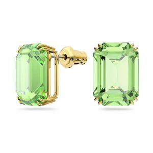 Swarovski Millenia Stud Earrings, Octagon Cut, Green Crystal, Gold-tone Finish