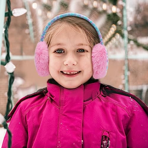 BUTITNOW Winter Knit EarMuffs for Kids Warm Furry Girls Ear Muffs Plush Toddler Ear Warmers Outdoor Ear Covers