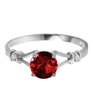 galaxy gold gg 1.07 ctw sterling silver 925 ring with natural diamonds and garnet - size 6