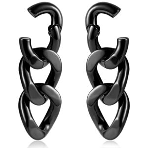 maxbott 1 pair chain link ear hangers weights for stretched ear plugs 2g 0g gauges expander stainless steel piercing earrings women man fashion jewelry (2g (6mm), silver)