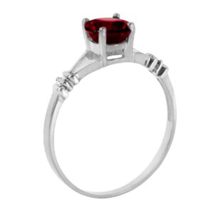 Galaxy Gold GG 1.07 CTW Sterling Silver 925 Ring with Natural Diamonds and Garnet - Size 6