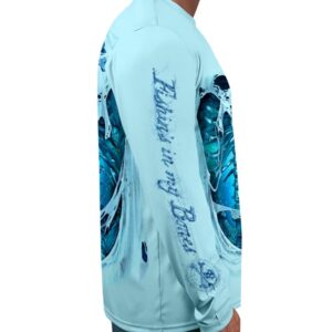 Rattlin Jack Men's Long Sleeve Fishing Shirt UV Protection WaterBones XL Lt.Blue