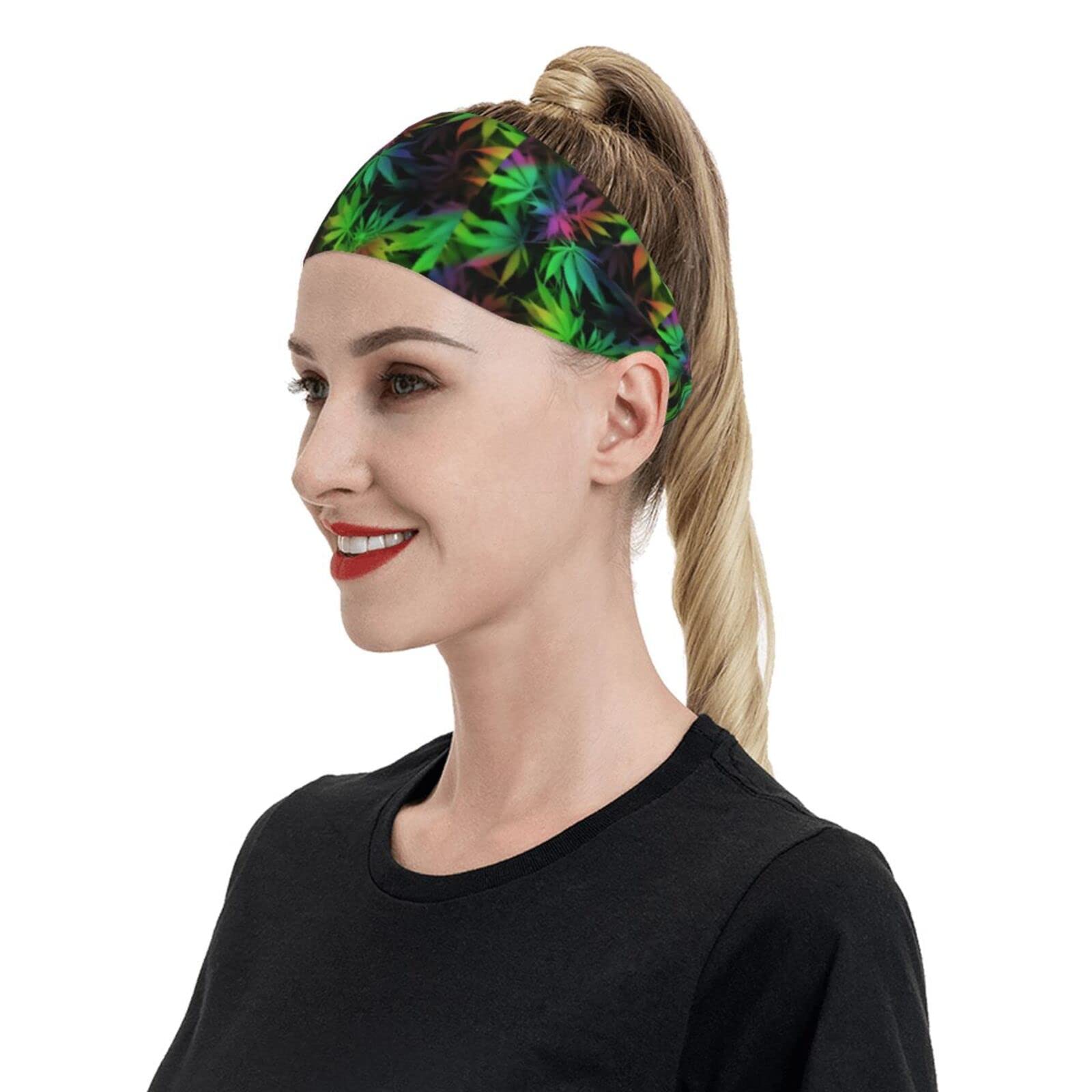 Football Headband Tie Dye Pot Leaf Men Women Non-Slip Sweatbands