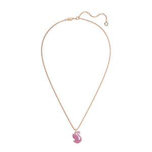 SWAROVSKI Swan Pendant Necklace with Pink Crystal Pavé on rose-gold tone Plated Chain, Part of the Iconic Swan Collection