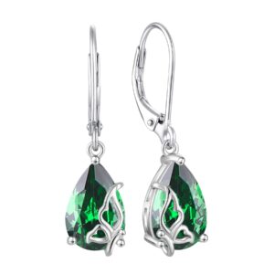 blaniy teardrop dangle drop earrings for women 925 sterling silver emerald may birthstone earrings butterfly leverback earrings jewelry gifts for mom wife her