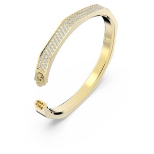 SWAROVSKI Dextera Bangle Bracelet, Size M, Octagon Shape with White Crystal Pavé on Gold-Tone Finished Band, Part of the Dextera Collection