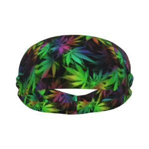 Football Headband Tie Dye Pot Leaf Men Women Non-Slip Sweatbands