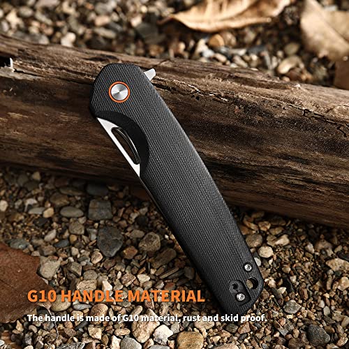 SUMACO Pocket for Men Knife EDC Tactical pocket Samurai Folding Knifes D2 Steel and G10 Black Handle Material Hunting Camping Outdoor Fishing and Everyday Survival Knife