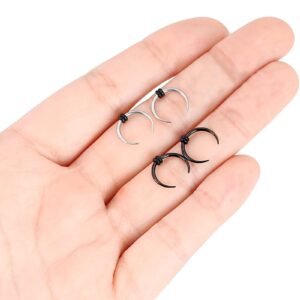 Longbeauty 14G 16G Pincher Septum Rings C Shape Buffalo Stainless Steel Horseshoes Nose Ring Taper Kit Septum Piercing Jewelry with O-Rings for Women Men