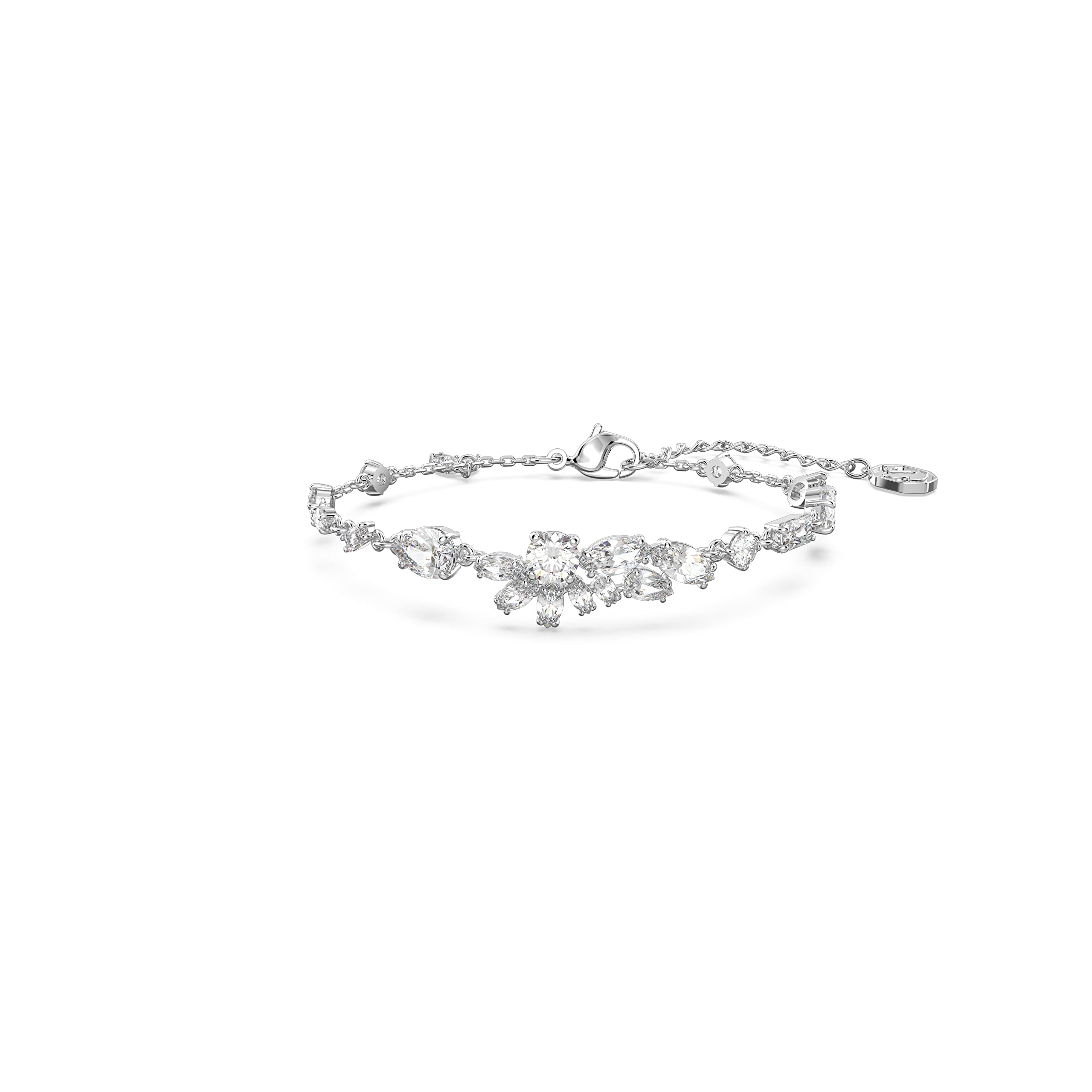 Swarovski Gema Soft Bracelet, Clear Crystals with Mixed Cuts, on Rhodium-Tone Finished Band, Part of the Swarovski Gema Collection