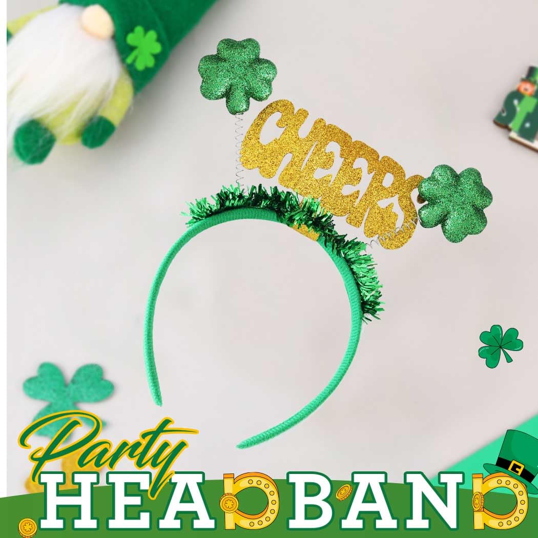 JEWEKY St Patrick's Day Headband Shamrock Clover Headpiece Irish Day Headband Festive Holiday Hair Accessories for Women (Style 3)