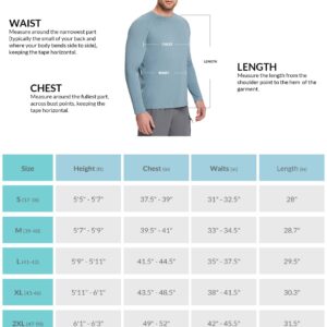 BALEAF Men's UPF 50+ Long Sleeve Shirts Soft Rash Guard Breathable Lightweight Workout Running Hiking Tops Light Blue L