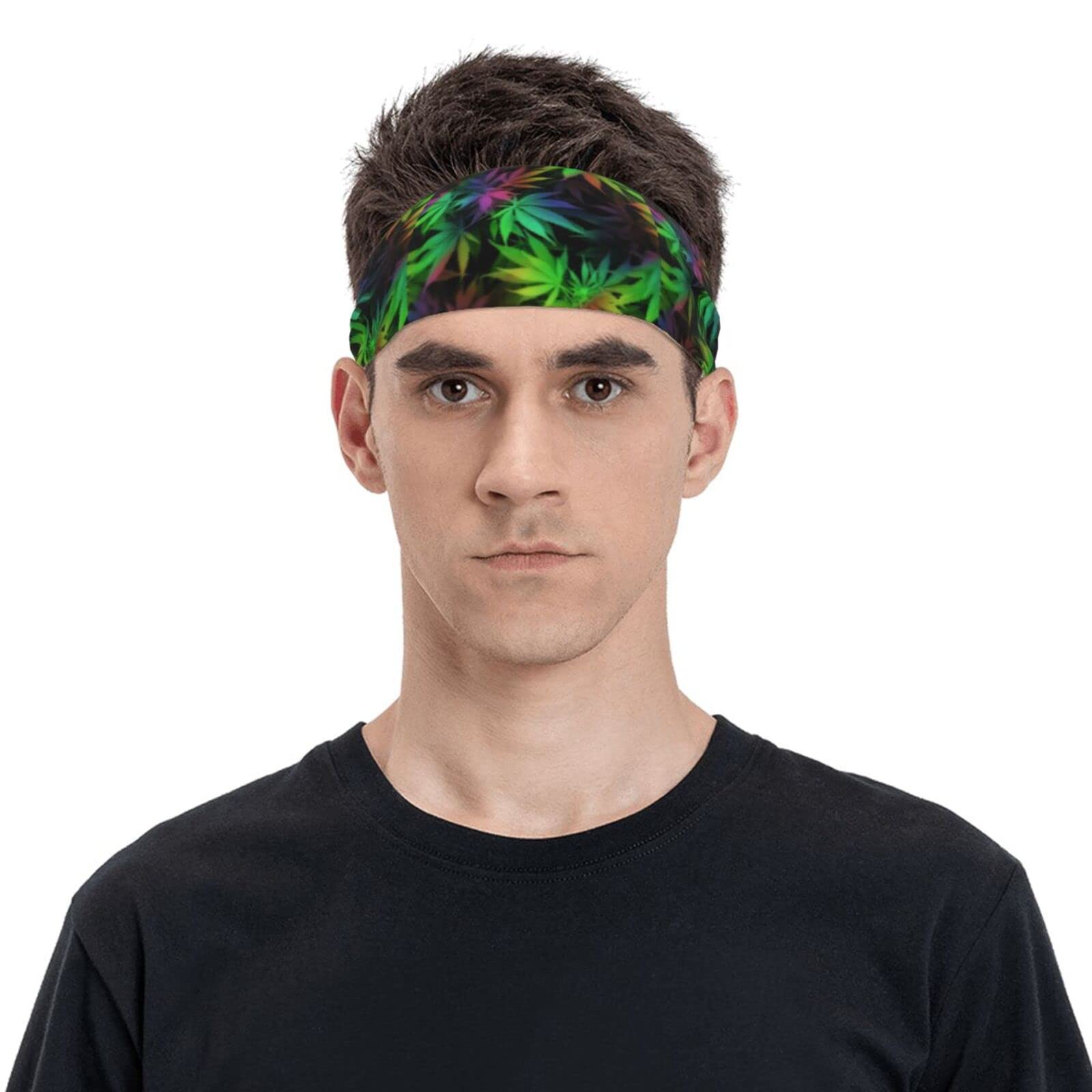 Football Headband Tie Dye Pot Leaf Men Women Non-Slip Sweatbands