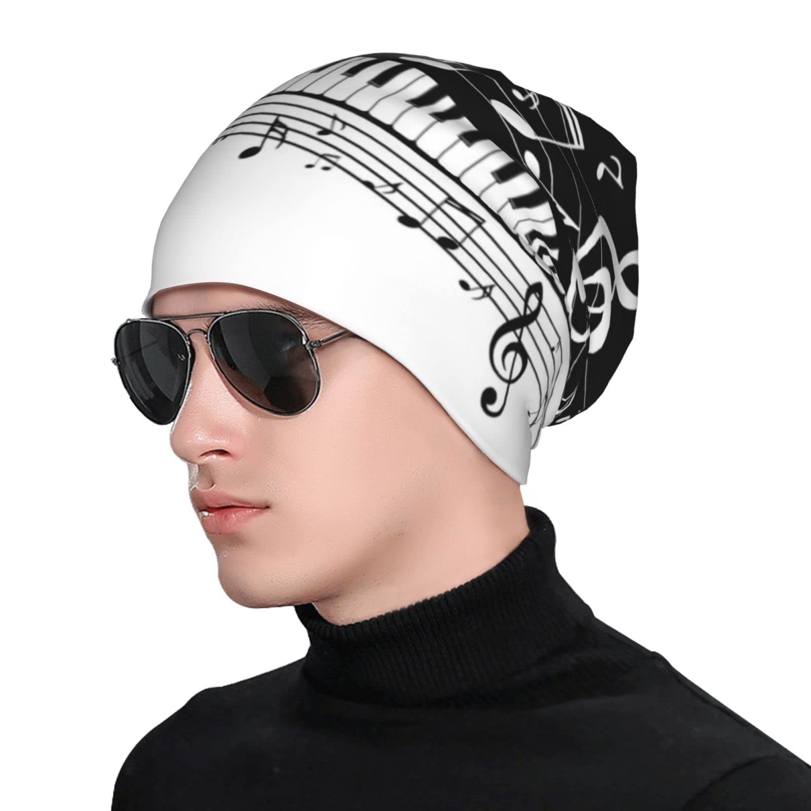 Music Piano Adult Women Men Beanie Hats Sports Elastic Brimless Head Wear Knitted Caps for Dancing Party