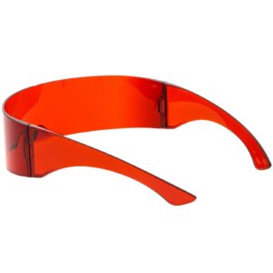 zeroUV - Futuristic Metal Cutout Frame Flat Lens Oversize Round Sunglasses 44mm (Red)