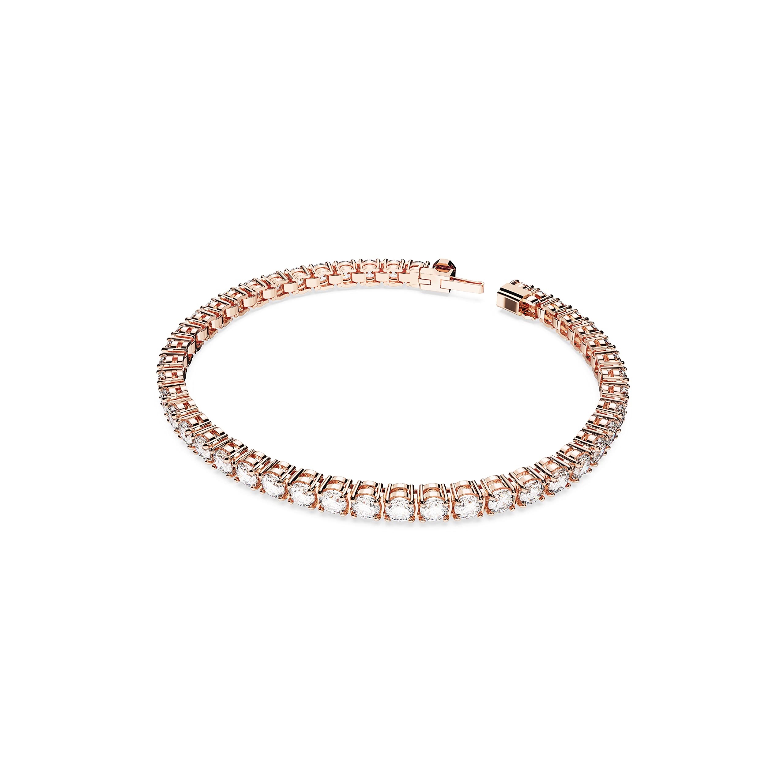 SWAROVSKI Matrix Tennis Bracelet, Round Clear Stones on Rose Gold-Tone Finished Band, Size M, Part of the Matrix Tennis Collection