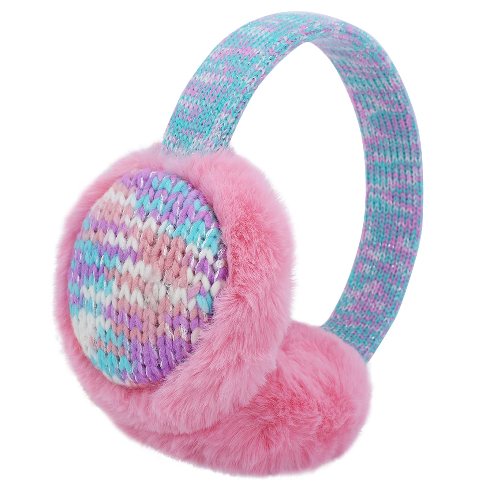 BUTITNOW Winter Knit EarMuffs for Kids Warm Furry Girls Ear Muffs Plush Toddler Ear Warmers Outdoor Ear Covers