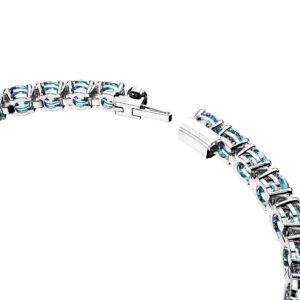 SWAROVSKI Matrix Tennis Bracelet, Round Crystals in Light Aquamarine-Blue on Rhodium Finished Band, Size M, Part of the Matrix Collection