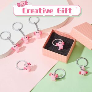 12 Pcs Axolotl Keychain Cartoon Keychain 3D Axolotl Birthday Decorations Kawaii Axolotl Party Favors Axolotl Charms Pendant Accessories for Key Backpack, Birthday(Cute)