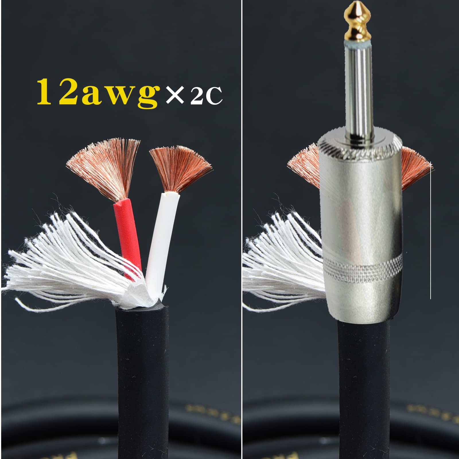 Speak on 2Pcs Professional Speakon to 1/4 Inch ts Speaker Cable for pa Jack Pair 12awg Gauge Male Audio Port Plug Amplifier Connection dj amp Heavy Duty bocina Cord Wire ft with Twist Lock(6 feet) ft