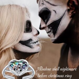 JZSANTI Jack Skellington Gifts for Women - Nightmare Before Christmas Gifts Sterling Silver Jack and Sally Rings with CZ Jack Skellington Skull Ring Halloween Gifts Christmas Jewelry Valentine's Day Gifts for Her