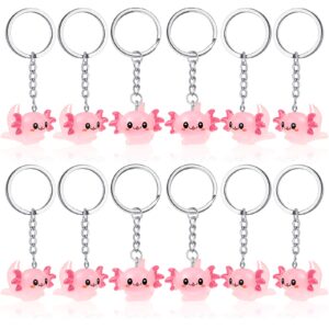 12 pcs axolotl keychain cartoon keychain 3d axolotl birthday decorations kawaii axolotl party favors axolotl charms pendant accessories for key backpack, birthday(cute)