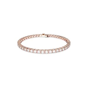 swarovski matrix tennis bracelet, round clear stones on rose gold-tone finished band, size m, part of the matrix tennis collection