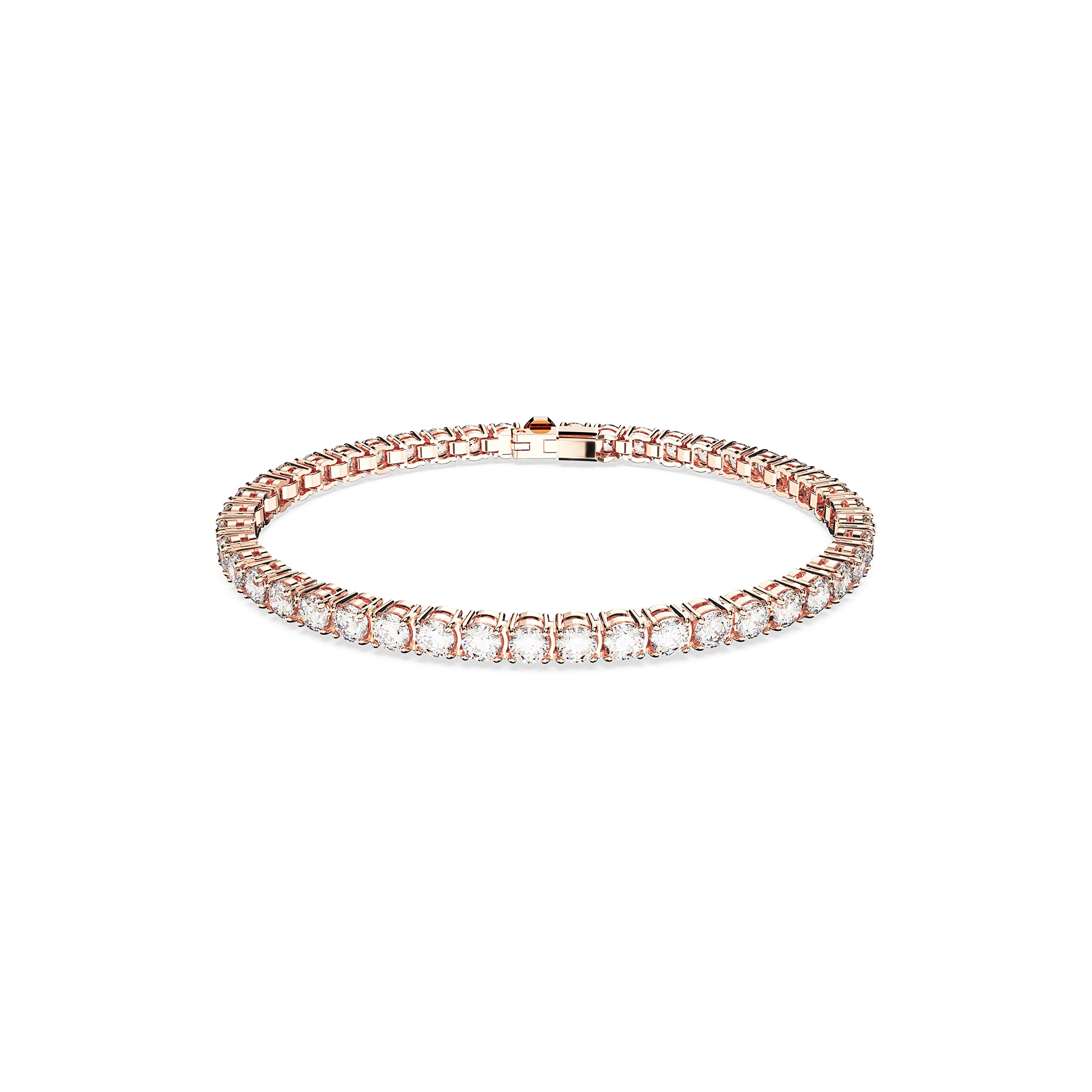 SWAROVSKI Matrix Tennis Bracelet, Round Clear Stones on Rose Gold-Tone Finished Band, Size M, Part of the Matrix Tennis Collection