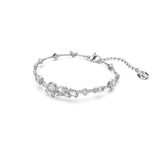 Swarovski Gema Soft Bracelet, Clear Crystals with Mixed Cuts, on Rhodium-Tone Finished Band, Part of the Swarovski Gema Collection