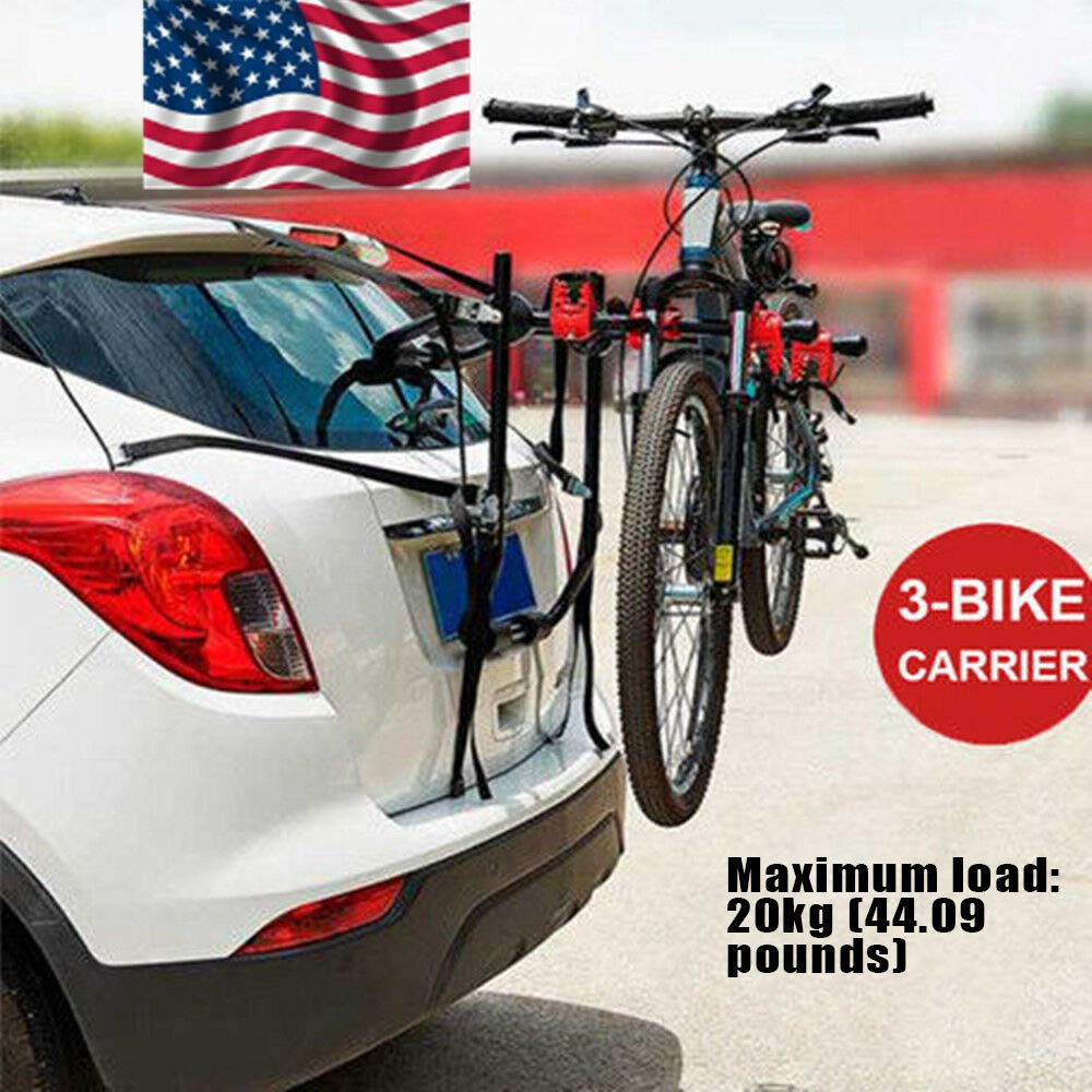 Portable 3-Bicycle Trunk-Mount Bike Carrier Rack Hatchback for SUV for Partially SUV Car Rack Foldable