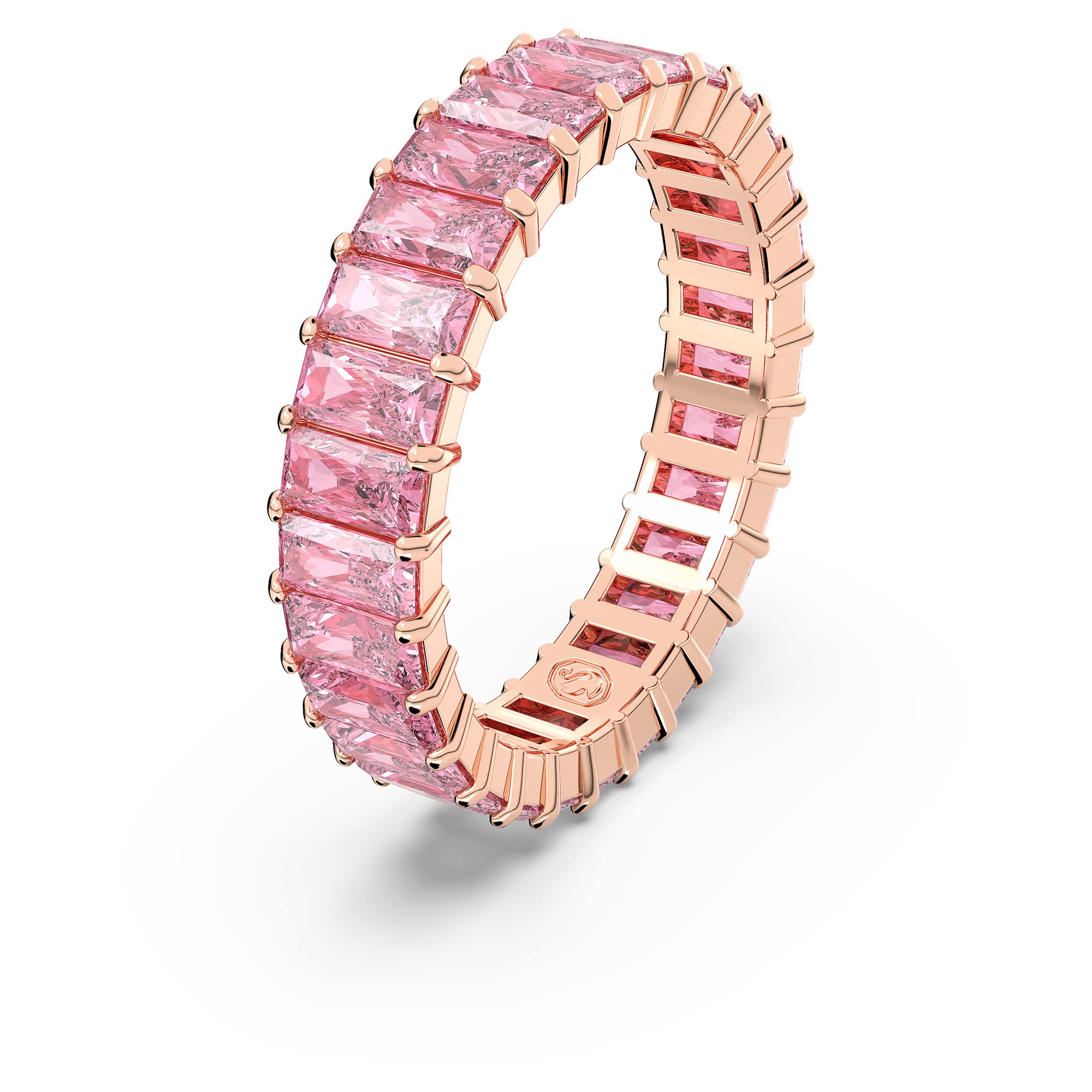 SWAROVSKI Matrix ring, Baguette cut, Pink, Rose gold-tone Finish