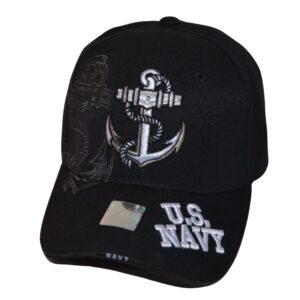 us navy hat official licensed military cap, unisex embroidered black armed forces anchor baseball cap