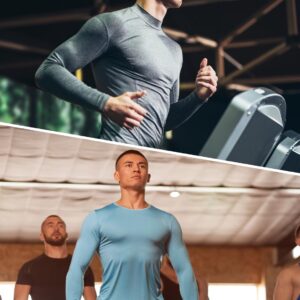 BALEAF Men's Long Sleeve Running Shirts Workout Tops Quick Dry SPF Rash Guard Lightweight Hiking Sun Protection t Shirt Grey M