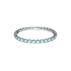 SWAROVSKI Matrix Tennis Bracelet, Round Crystals in Light Aquamarine-Blue on Rhodium Finished Band, Size M, Part of the Matrix Collection