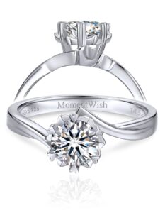 momentwish moissanite rings, 1carat personalized moissanite silver rings for women,d color vvs1 simulated diamond 925 sterling silver solitaire rings-size7.5