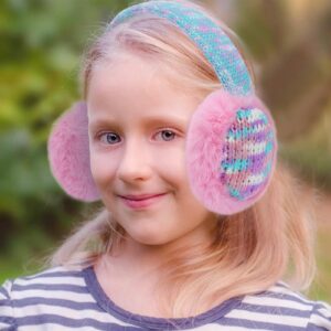 BUTITNOW Winter Knit EarMuffs for Kids Warm Furry Girls Ear Muffs Plush Toddler Ear Warmers Outdoor Ear Covers