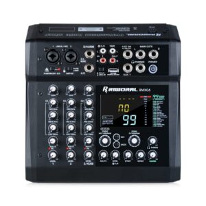 6 Channel Audio Interface Mixer Sound Board 99 DSP Digital Effects With 48khz/24bit Bluetooth USB Rac Interface As Mp3 Player Audio Mixer Feet Switch On/off For Karaoke Dj Studio Streaming Recording