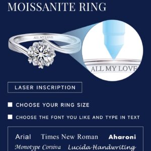 MomentWish Moissanite Rings, 1Carat Personalized Moissanite Silver Rings for Women,D Color VVS1 Simulated Diamond 925 Sterling Silver Solitaire Rings-Size10.5