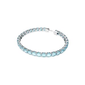 SWAROVSKI Matrix Tennis Bracelet, Round Crystals in Light Aquamarine-Blue on Rhodium Finished Band, Size M, Part of the Matrix Collection