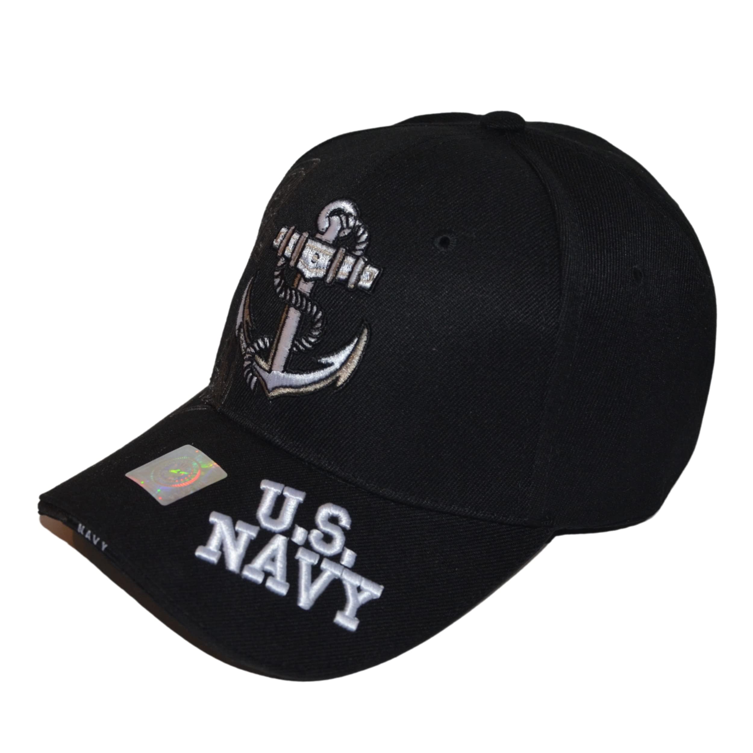 US Navy Hat Official Licensed Military Cap, Unisex Embroidered Black Armed Forces Anchor Baseball Cap