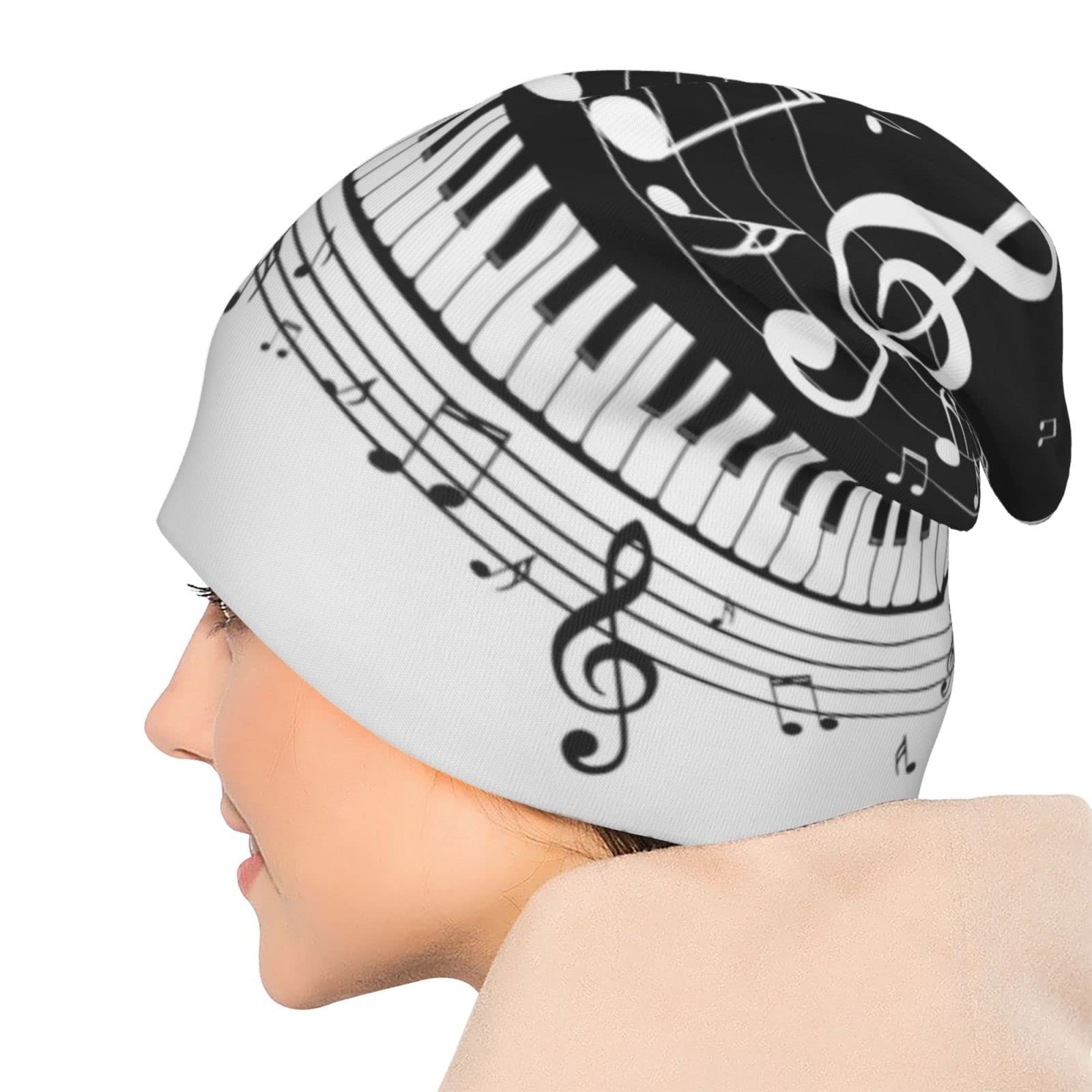 Music Piano Adult Women Men Beanie Hats Sports Elastic Brimless Head Wear Knitted Caps for Dancing Party