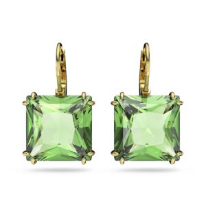 swarovski millenia drop earrings, square cut, green crystal, gold-tone finish