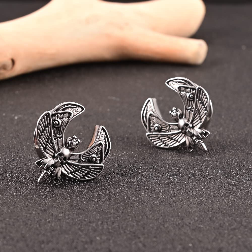 Maxbott 1Pair Cute Butterfly Design Saddle Ear Plugs Tunnels Ear Gauges Expander Stainless Steel Earrings Body Piercing Jewelry (12mm(1/2"), Silver)